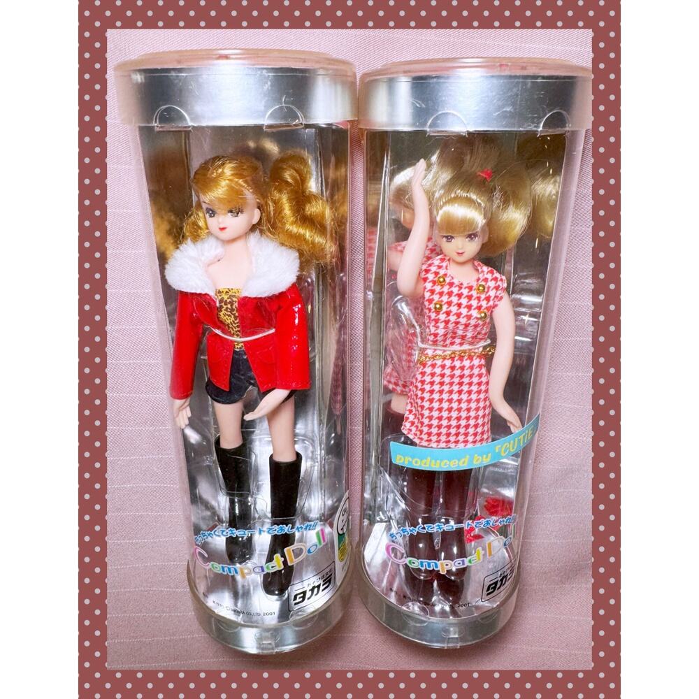 Vtg Lot Takara Japan Jenny Compact Fashion Doll Red Jacket Dress Barbie 5.5"